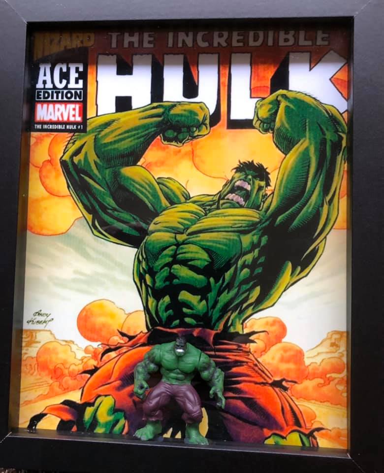 Shadow box featuring the Hulk, 8 x 10, $20